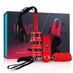   Secret Pleasure Chest - sada pro pokročilé BDSM - 10 kusů (červená)