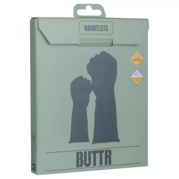 BUTTR Gauntlets - latexové rukavice na fisting, rukavice na pěstní sex (černé)