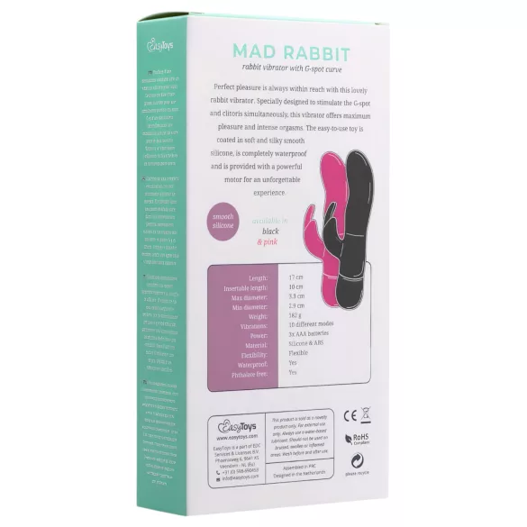 Easytoys Mad Rabbit - vibrátor s králičími oušky - stimulace klitorisu - růžový