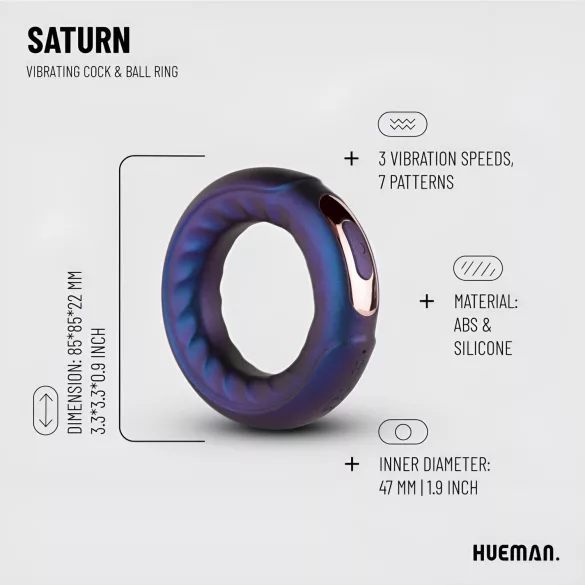 Hueman Saturn - vibrační erekční kroužek na penis