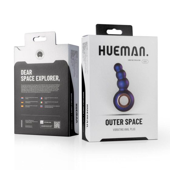 Hueman Outer Space - anální vibrátor s korálky a kousacím kroužkem na baterie (fialový)
