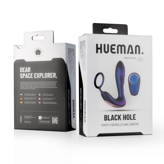 Hueman Hole Anal Vibrator With Cockring - nabíjecí anální vibrátor a kroužek na penis (fialový)