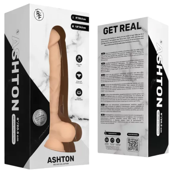 Real Fantasy Ashton - realistický dildo s varlaty - 20,5 cm - tělová barva