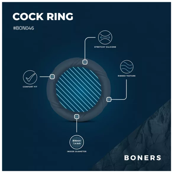 Boners Ergo - silikonový erekční kroužek (modrý)
