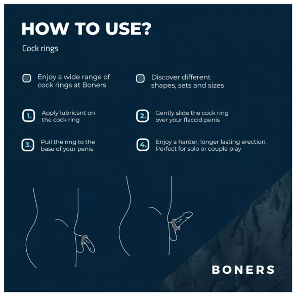 Boners Ergo - silikonový erekční kroužek (modrý)