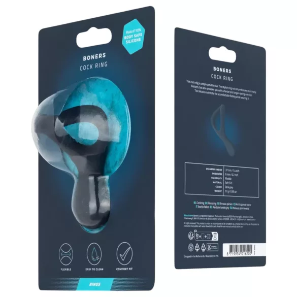 Boners - erekční kroužek na penis - silikon - šedý