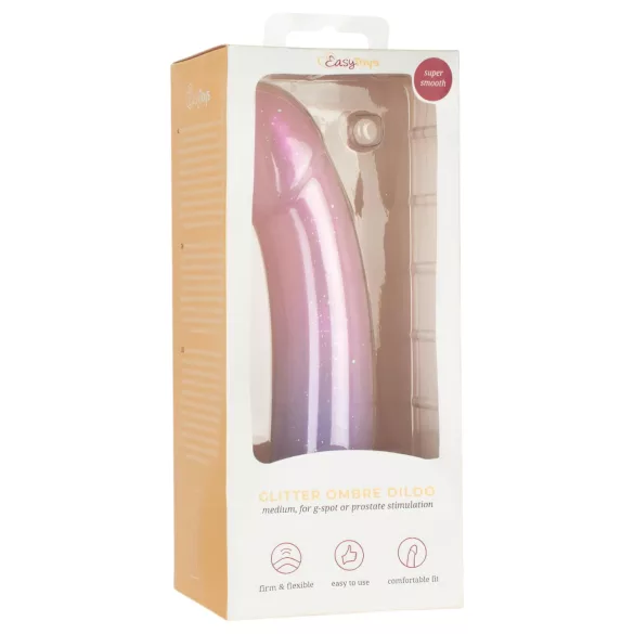 EasyToys Mermaid - třpytivý dildo - 19 cm - růžový