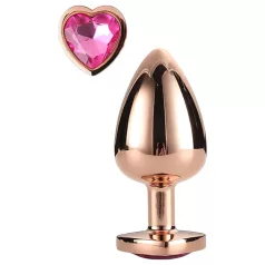   Gleaming Love - anální kolík srdce kámen hliník růžové zlato