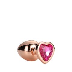   Gleaming Love - hliníkové anální dildo s kamenem ve tvaru srdce (růžové zlato)