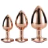 Gleaming Love - anální kolíky sada - srdce - rosegold - 3 kusy