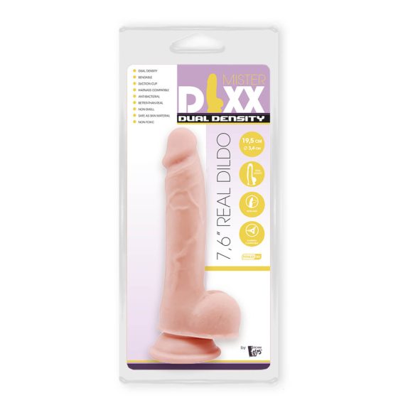 Mr. Dixx 7.6 - dildo na varlaty a přísavkou - přírodní (19,5 cm)