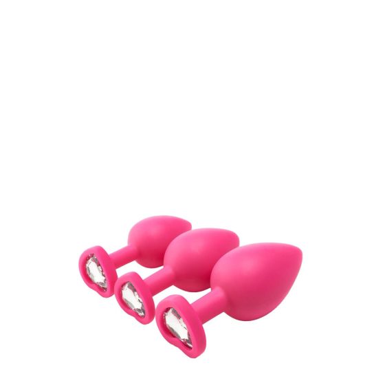 Flirts anal training kit - sada análního dilda (3ks) - růžová