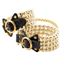 Allure - pouta na kotníky s perlami - černé