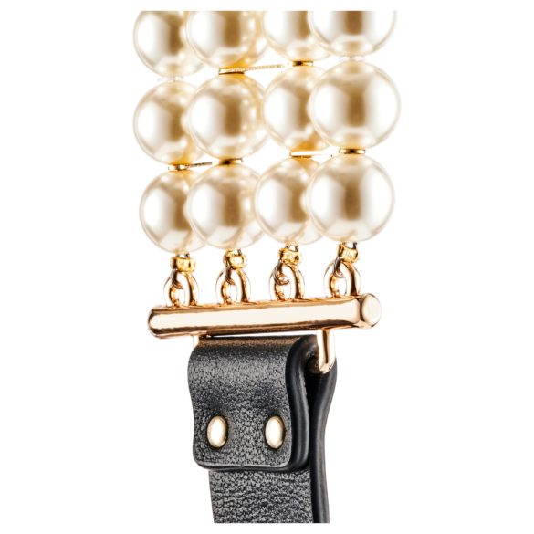 Allure - obojek s perlami a vodítkem - černý