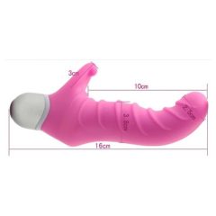   FEELZTOYS Fonzie - vroubkovaný vibrátor na bod G s ramínkem na klitoris (růžový)