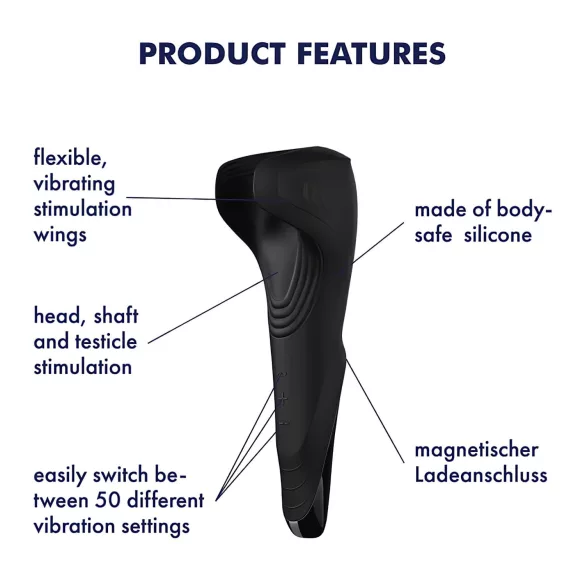 Satisfyer Men Wand - vibrační masturbátor na žalud - nabíjecí, vodotěsný, černý