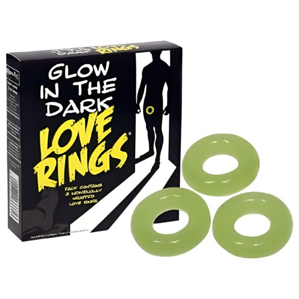 Love Rings - svítící sada erekčních kroužků na penis - 3 kusy