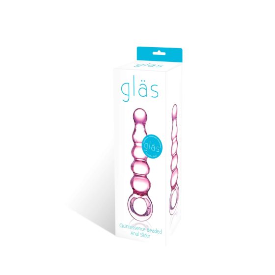 GLAS - klasické skleněné anální dildo s kuličkami (růžové)