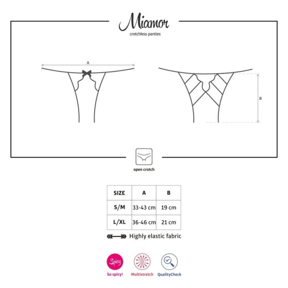 Obsessive Merossa - otevřené krajkové kalhotky s mřížkou (černé)