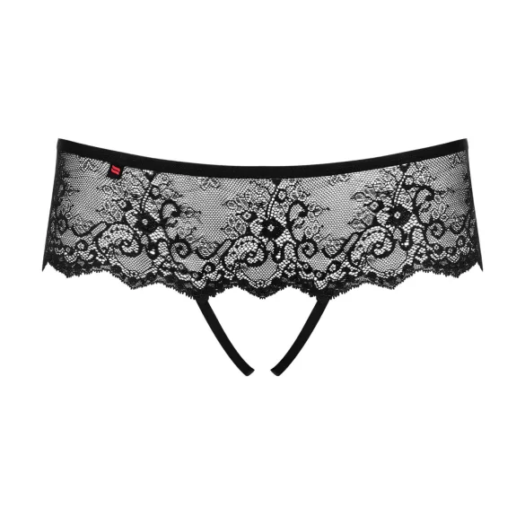 Obsessive Merossa - dámské tanga s kamínky a otevřeným klínem - černé