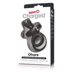   Screaming Charged Ohare - nabíjecí kroužek na penis se zaječími oušky (černý)