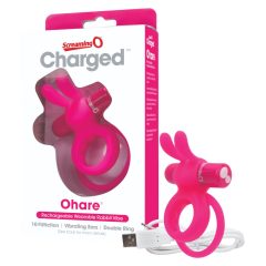  Screaming Charged Ohare - nabíjecí kroužek na penis se zajíčkem (růžový)
