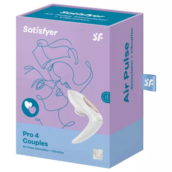 Satisfyer Pro 4 Couples - párový vibrátor s tlakovými vlnami - dobíjecí - bílý
