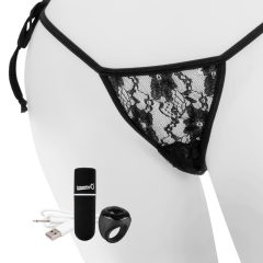   MySecret Screaming Panty - vibrační tanga na dálkové ovládání - černé (S-L)