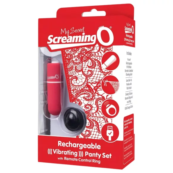 Screaming O - vibrační kalhotky - červené - S-L