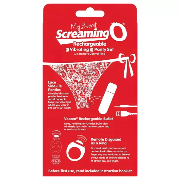 Screaming O - vibrační kalhotky - červené - S-L