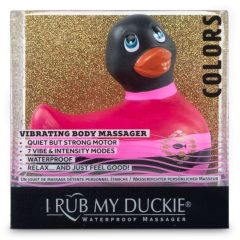   My Duckie Colors 2.0 - vodotěsný vibrátor na klitoris - proužkovaná kačenka (černo-růžová)