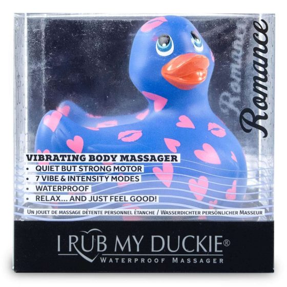 My Duckie Romance 2.0 - vodotěsný vibrátor na klitoris - kačenka se srdíčky (modro-růžová)