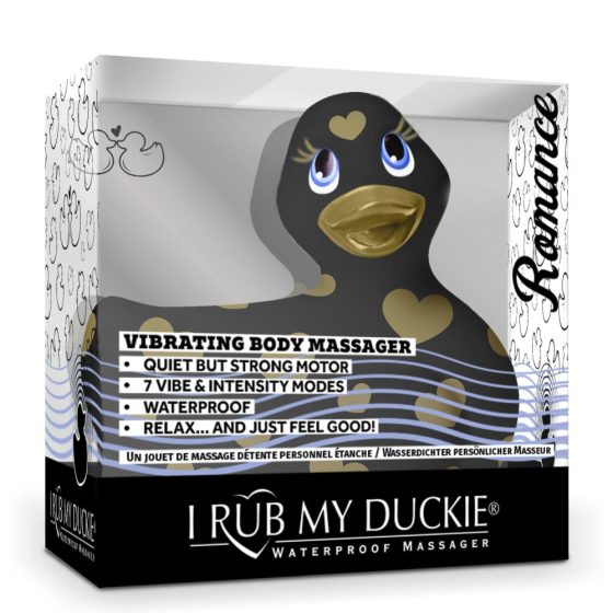 My Duckie Romance 2.0 - vodotěsný vibrátor na klitoris - kačenka se srdíčky (černo-zlatá)