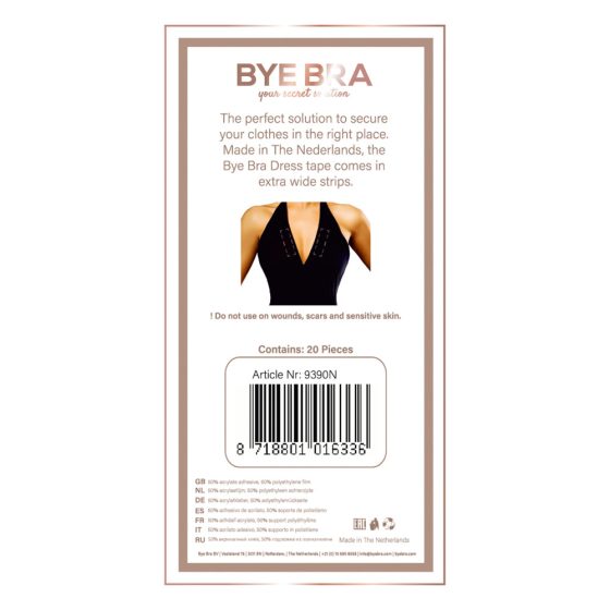 Bye Bra - oboustranná páska na zapínání oděvů (20 kusů)