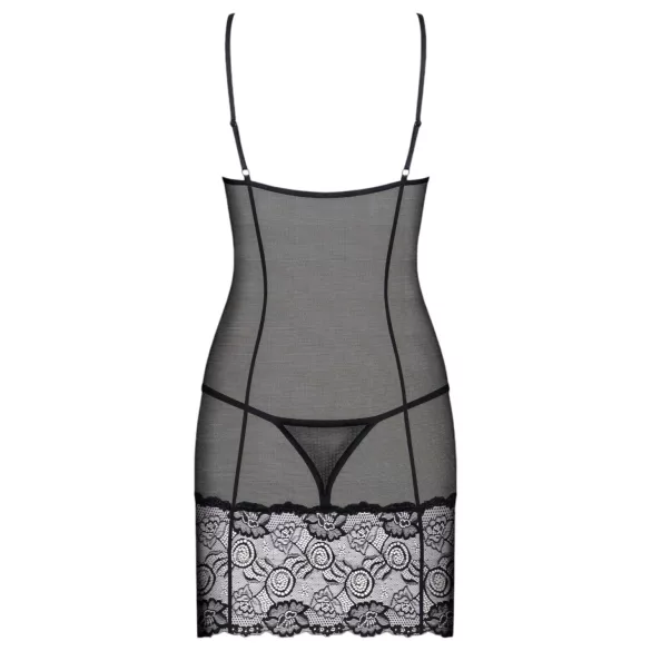 Obsessive - krajkové noční košilky a tanga - černá - L/XL