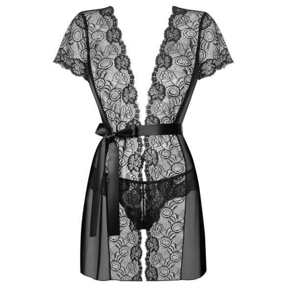 Obsessive - dámský župan a tanga - krajka - černá - L/XL