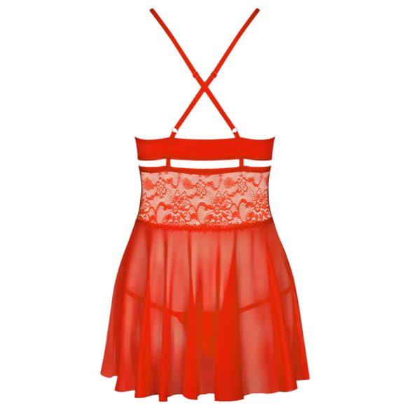 Obsessive 838-BAB-3 - pikantní krajkový babydoll a tanga (červená) - L/XL