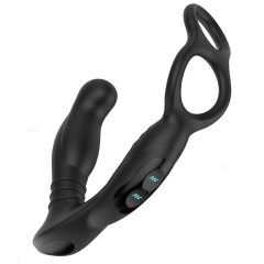  Nexus Simul8 - dobíjecí vibrační kroužek na penis s análním dildem (černý)