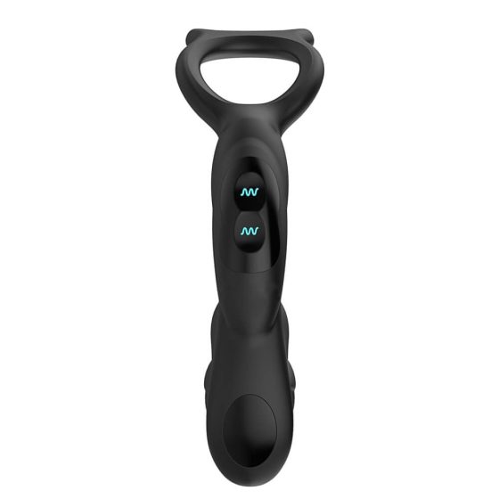 Nexus Simul8 - dobíjecí vibrační kroužek na penis s análním dildem (černý)
