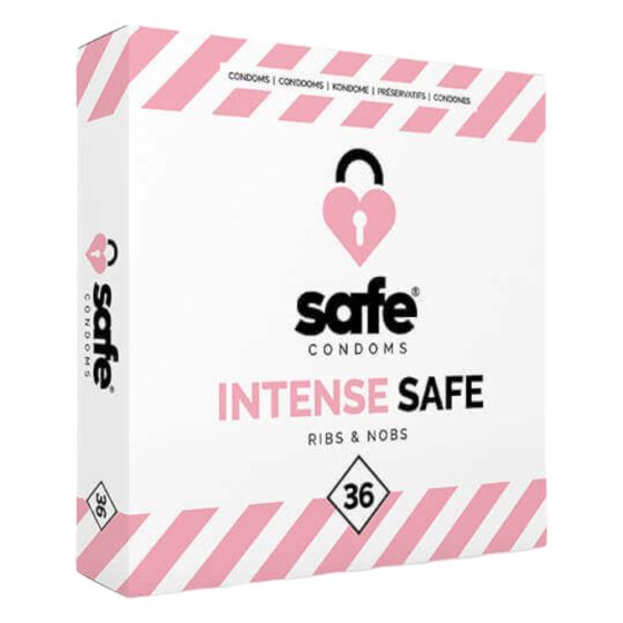 SAFE Intense Safe - vroubkované a tečkované kondomy (36ks)