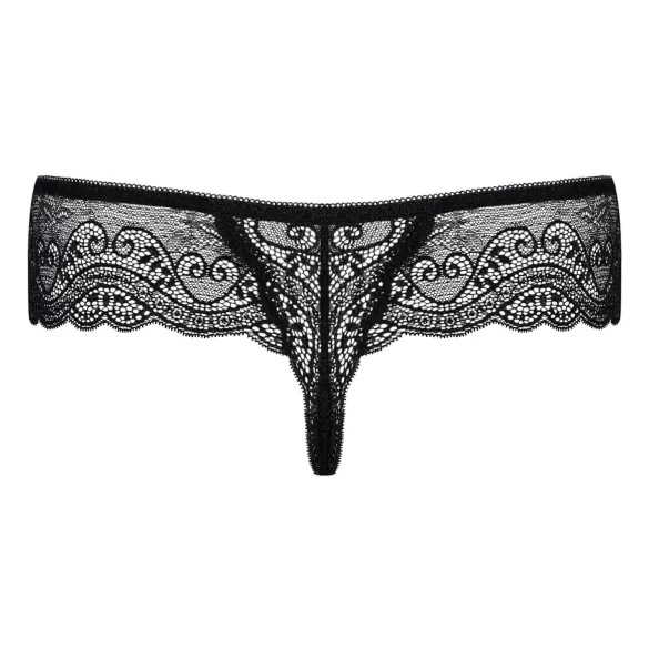 Obsessive - dámské krajkové tanga s kamínky - černé - L/XL
