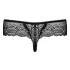 Obsessive - dámské krajkové tanga s kamínky - černé - L/XL