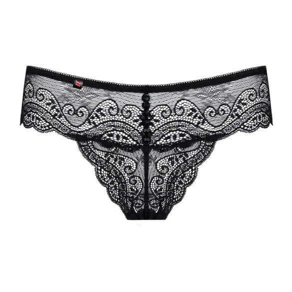 Obsessive - dámské krajkové tanga s kamínky - černé - L/XL