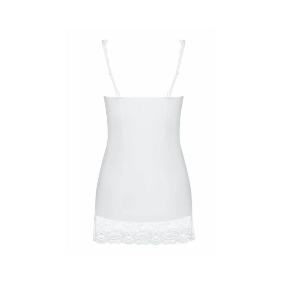 Obsessive Miamor - bílá krajková noční košilka s krajkovými tangy (bílá)