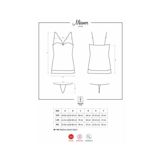 Obsessive Miamor - bílá krajková noční košilka s krajkovými tangy (bílá) - L/XL