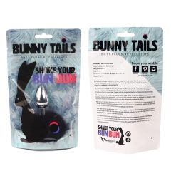   FeelzToys Bunny Tails Butt Plug - kovový anální kolík se zaječím ocáskem (stříbrno-černý)