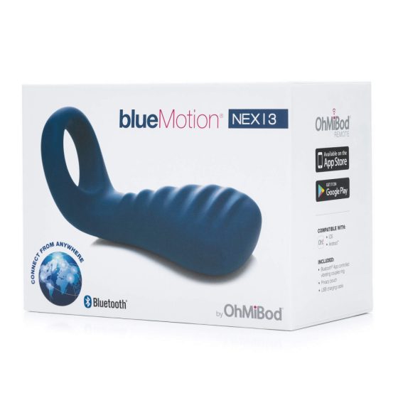 OHMIBOD Bluemotion Nex 3 - chytrý dobíjecí vibrační kroužek na penis (modrý)