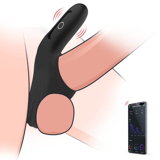 Magic Motion Rise - chytrý vibrační kroužek na penis na baterie (černý)