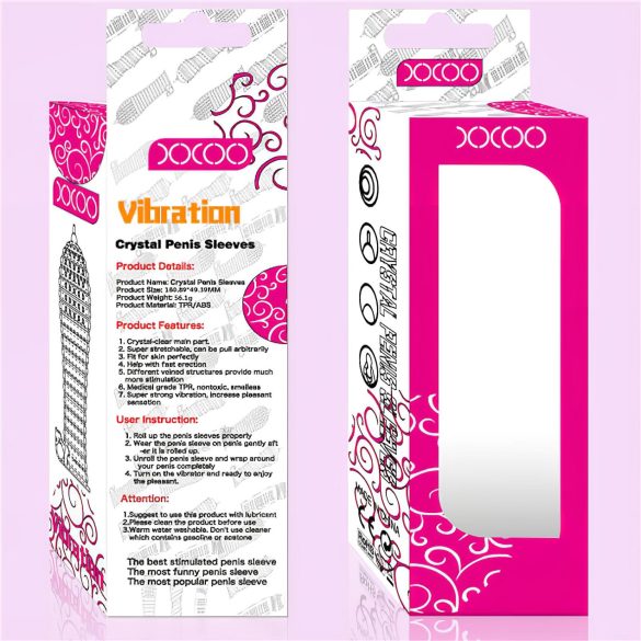 Lonely - vibrační návlek na penis - zahušťující - průhledný