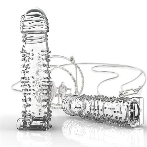 Lonely - vibrační návlek na penis s výstupky - transparentní